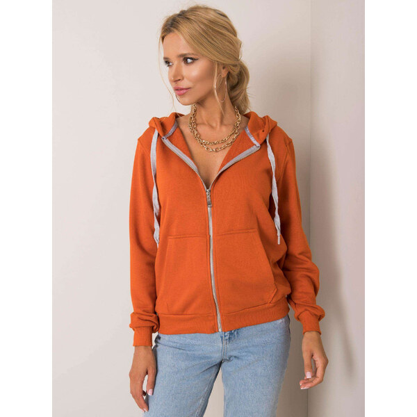 BASIC Oranžová dámska mikina na zips RV-BL-5769.99P-dark orange 19047862