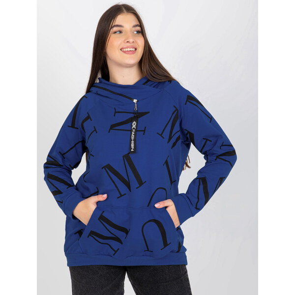 RELEVANCE Tmavomodrá mikina s písmenami RV-BL-7268-1.92-dark blue 57950968