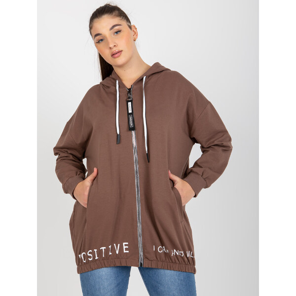 RELEVANCE Hnedá mikina na zips RV-BL-8302.78-brown 57954481