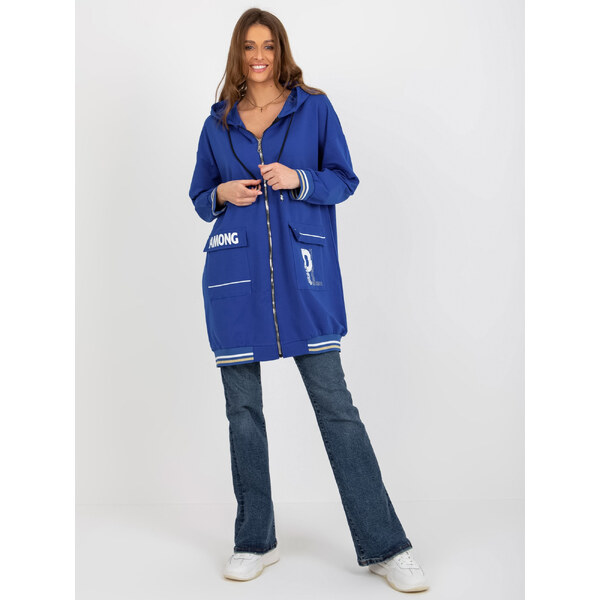 RELEVANCE Tmavomodrá oversize mikina s vreckami RV-BL-8149.91P-dark 57951380