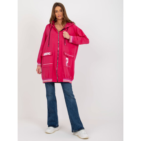 RELEVANCE Fuchsiová oversize mikina s vreckami RV-BL-8149.91P-fuchsia 57951381