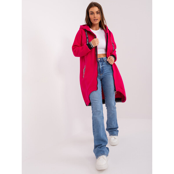 RELEVANCE Tmavoružová dlhá mikina s kapucňou na zips RV-BL-6832-2.00P 57952877