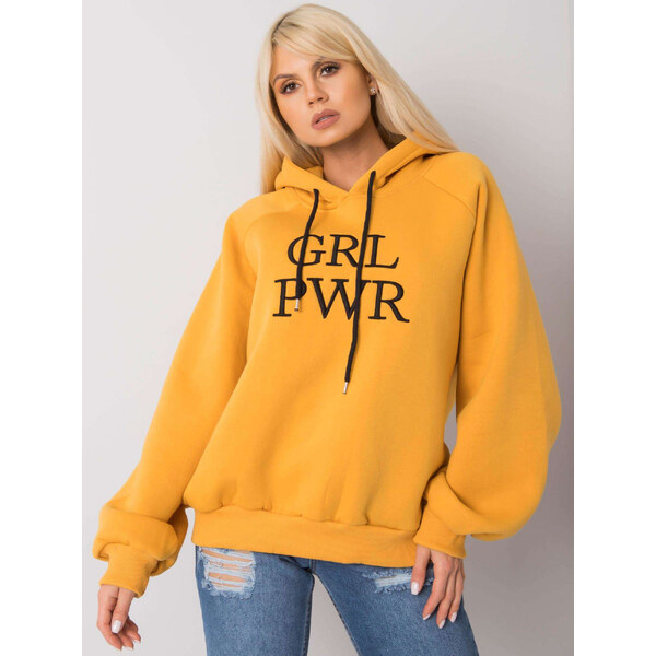 BASIC Žltá dámska mikina s nápisom EM-BL-651 / 3.39X-yellow 27189654