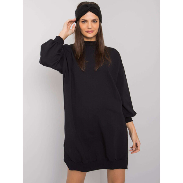 RUE PARIS Čierne dámske mikinové šaty RV-SK-7207.03-black 57948636