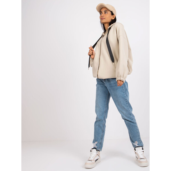 ITALY MODA Béžová oversize mikina Sevilla so širokými šnúrkami -DHJ-PL 57949545