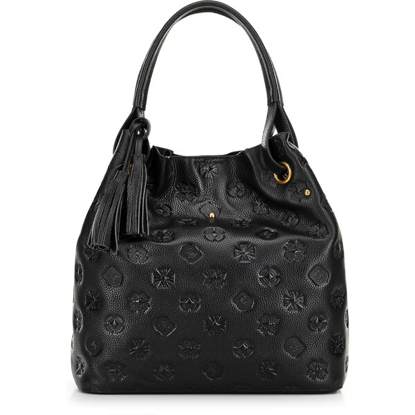 Wittchen Dámska kabelka typu vak z kože s monogramom čierno-zlatá 100 66066511