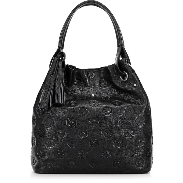 Wittchen Dámska kabelka typu vak z kože s monogramom čierno-strieborná 66066512