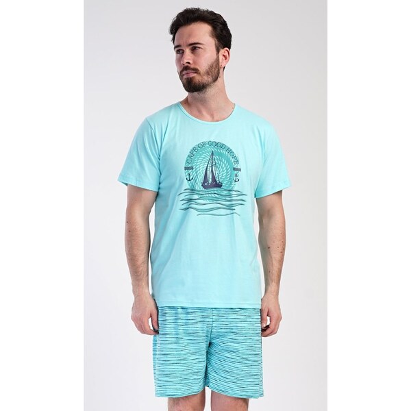 Trendy pánske pyžamo Jachting v mentolovej farbe 62925439