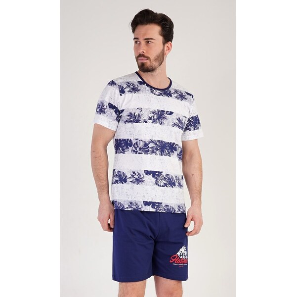 Tmavomodré krátke pánske pyžamo Hawaii 62925440