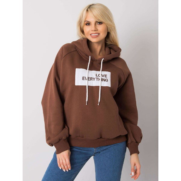 BASIC Tmavo hnedá dámska mikina s nápisom EM-BL-651 / 2.41X-brown 27189652