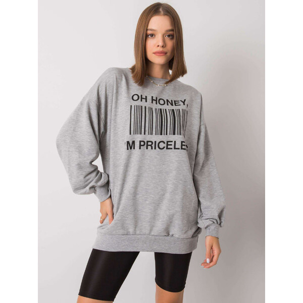 BASIC Šedá dámska mikina s potlačou -em-BL-536 / 1.13-grey 25914697