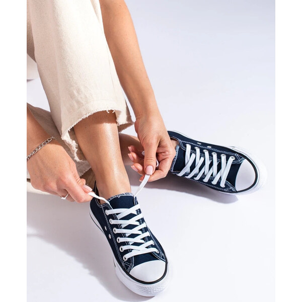 BASIC TMAVOMODRÉ KLASICKÉ PLÁTENÉ TENISKY 119-3DK.BL 33971777