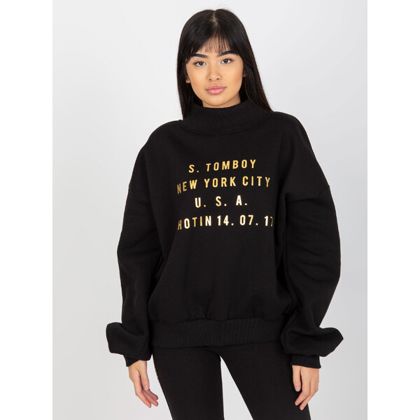 BASIC Čierna mikina so zlatým nápisom EM-BL-643.39X-black 36920722