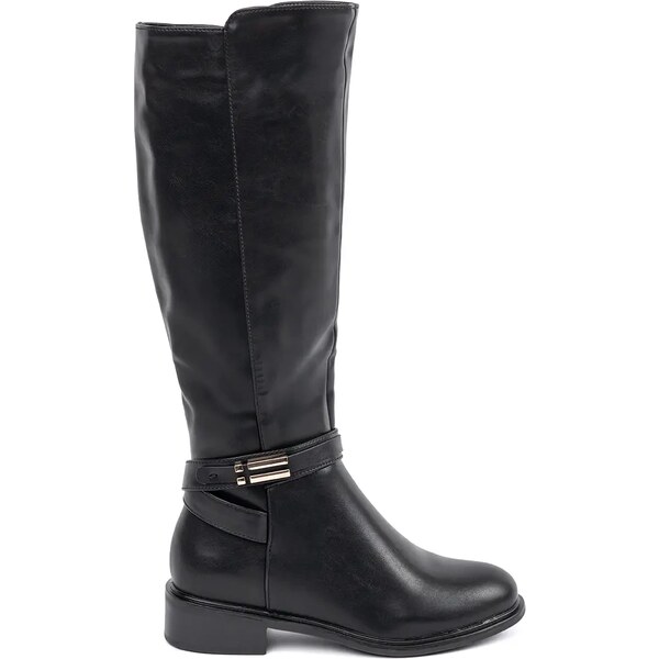 Shelvt Black classic womens flat boots 64790091