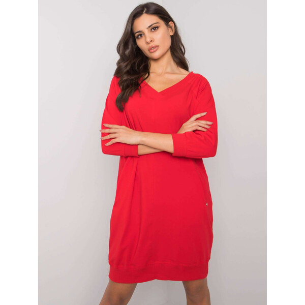 BASIC FEEL GOOD Červené mikinové šaty s vreckami RV-SK-7203.35P-red 28266723
