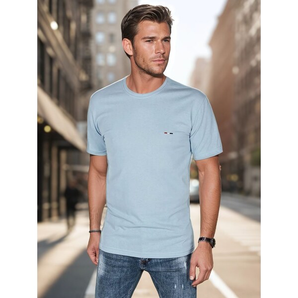 Dstreet Trendy svetlomodré tričko s krátkym rukávom a s logom 62929672