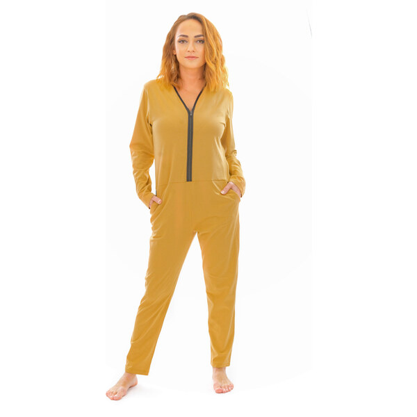 Dendy Dámsky overal pyžamový dlhý Sand Veľkosť: XL 63228701