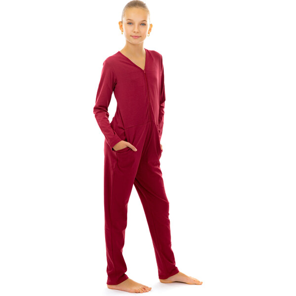 Dendy Dievčenský overal pyžamový dlhý Bordo Veľkosť: 128 63228682