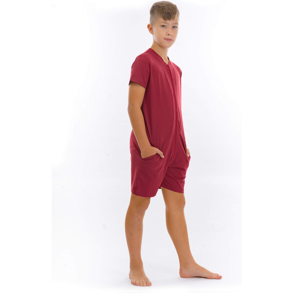 Dendy Chlapčenský overal pyžamový krátky Bordo Veľkosť: 128 63228737