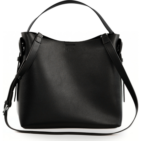 SOLIER Čierna dámska kožená kabelka s prackou FL44 ELARA BLACK 89-8723 62930801
