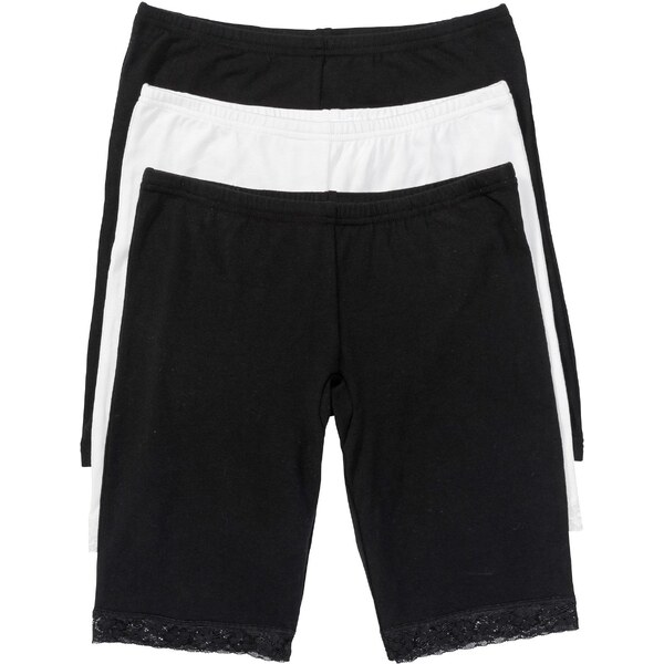 bonprix Dámske elastické šortky s čipkou (3 ks v balení), farba čierna 44741634