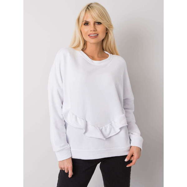 RUE PARIS Biela dámska mikina s volánom RV-BL-7007.24X-white 57948153