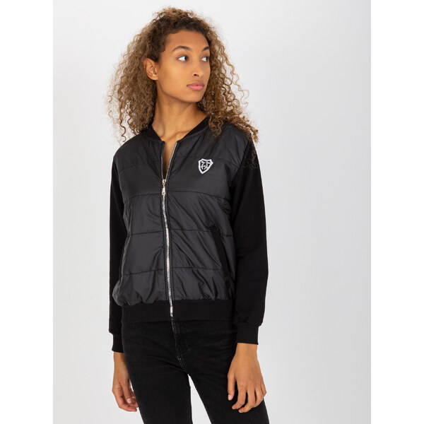 RUE PARIS Čierna bomber mikina na zips RV-BL-8229.69P-black 57950888