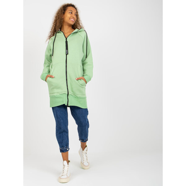 RUE PARIS Svetlozelená dlhá mikina s kapucňou -AP-BL-AP-3004.32-light 57950887
