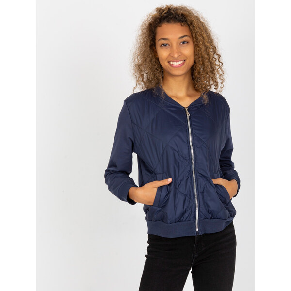 RUE PARIS Tmavomodrá bomber mikina bez kapucne -RV-BL-8225.88-dark 57950900