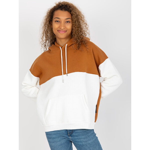 RUE PARIS Hnedo-smotanová mikina s kapucňou AP-BL-AP-3001.98P-light 57950903