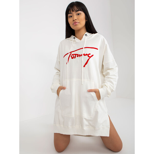 VITON Smotanová dlhá mikina s rozparkami -VI-BL-335.25X-ecru 36759248