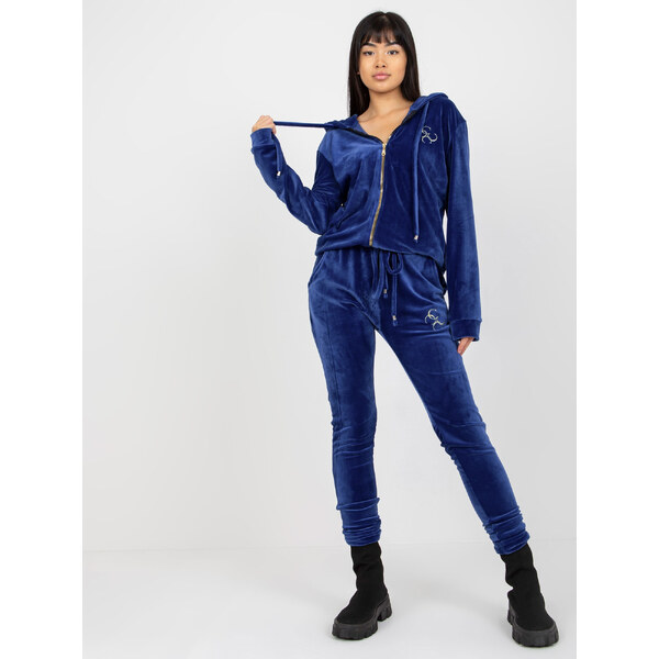 RELEVANCE Tmavomodrá velúrová tepláková súprava RV-KMPL-6084.92P 57952575