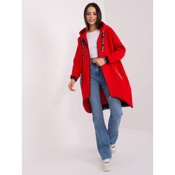 RELEVANCE Červená dlhá mikina s kapucňou RV-BL-6832-2.00P-red 57953174