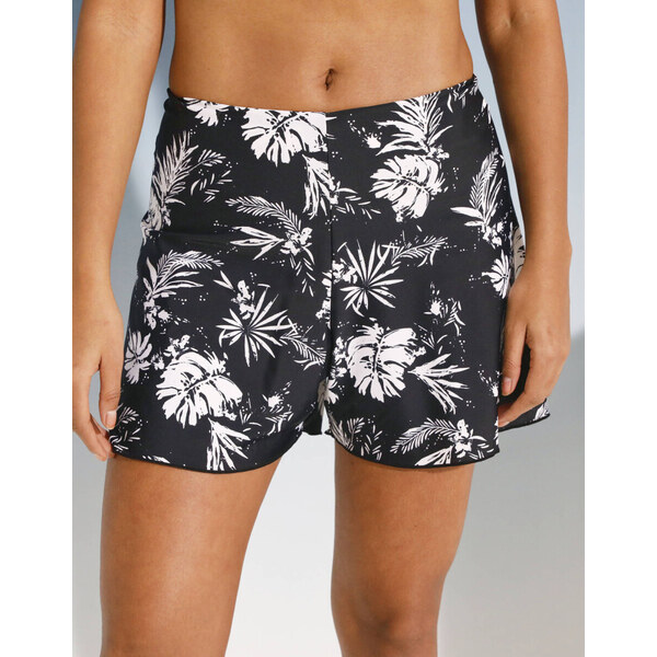 Plavkové široké šortky Tabika s potlačou čierna/béžová 040 62942882