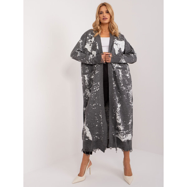 BASIC Tmavosivý vzorovaný dierovaný kardigán BA-SW-14105.27-dark grey 50018107