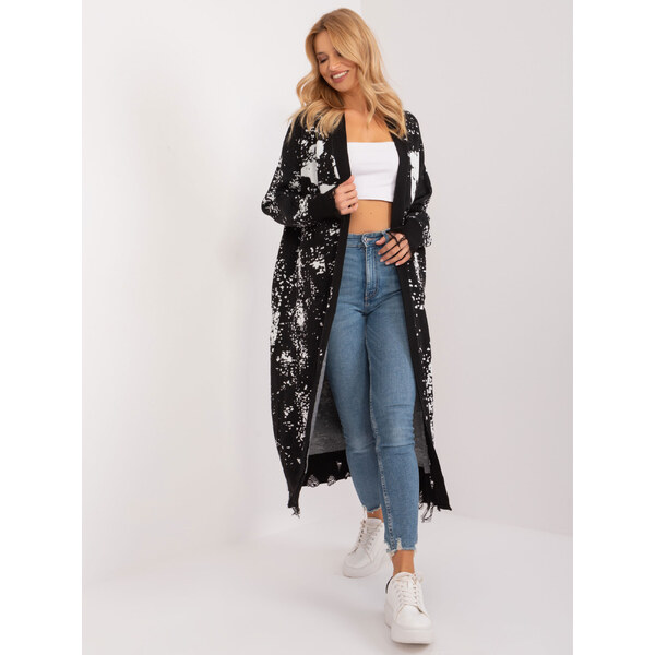BASIC Čierny vzorovaný dierovaný kardigán BA-SW-14105.27-black 50018108