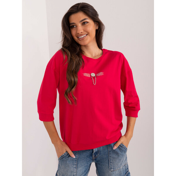 RELEVANCE Červená ľahká mikina s ozdobnou aplikáciou RV-BZ-9582.03X 57955627