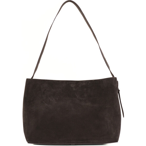 SOLIER Tmavohnedá dámska semišová shopper kabelka FL39 MAYA CHOCOLATE 62954562