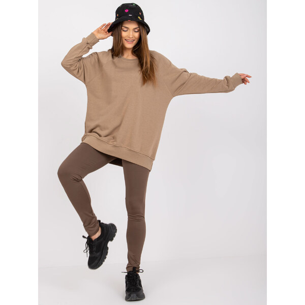 BASIC Béžová dámska oversize mikina bez kapucne EM-BL-U623.63P-beige 32265098
