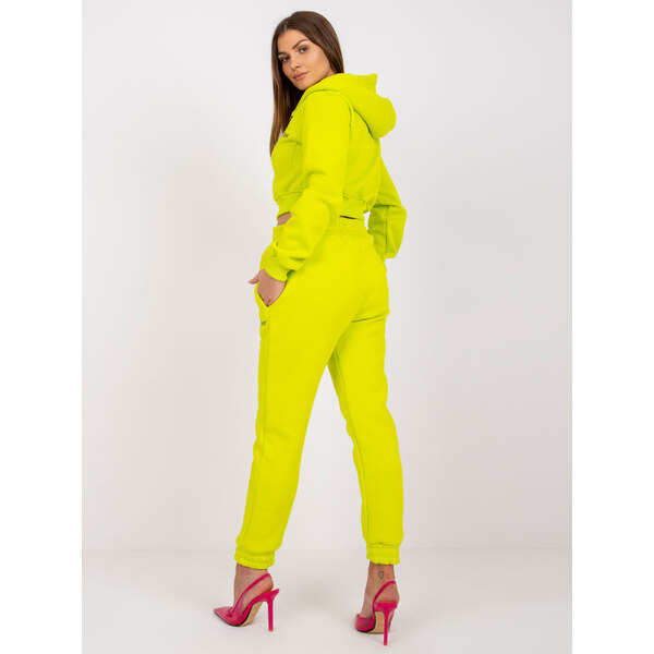 RUE PARIS Limetkový set tepláků a crop mikiny California RV-KMPL-7465 57949211