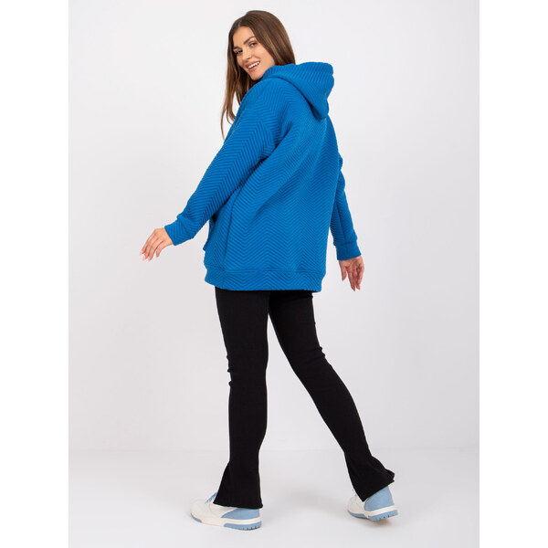 RUE PARIS Modrá prešívaná mikina Atlanta s kapucňou a klokaním vreckom 57949254