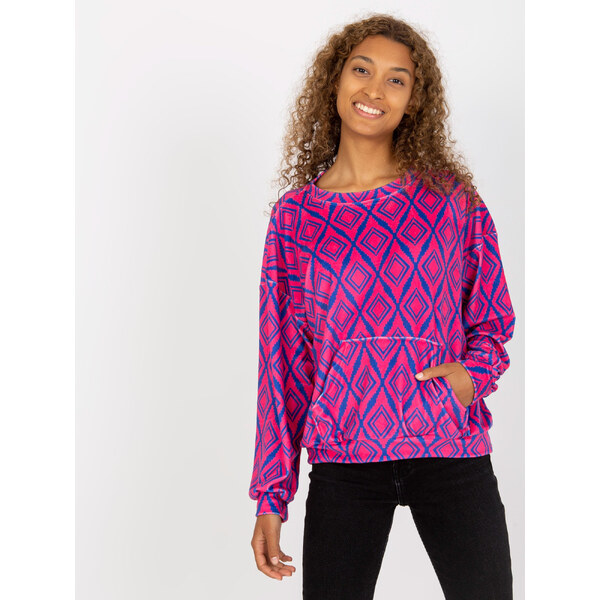 RUE PARIS Ružová vzorovaná mikina s klokaním vreckom -RV-BL-8188.50 57950664