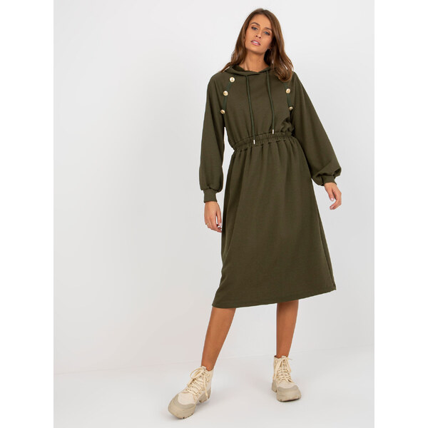 RELEVANCE Khaki dlhšie mikinové šaty s kapucňou RV-SK-8336.12P-khaki 57950930