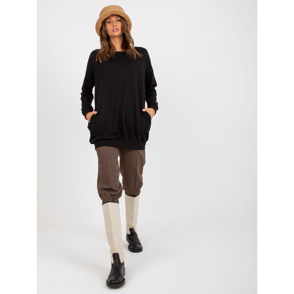 RELEVANCE Čierna dlhá mikina bez kapucne RV-BL-8310.60-black 57950936