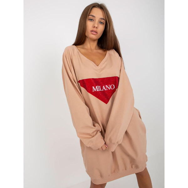 VITON Béžové mikinové šaty Milano -VI-BL-3113.73P-beige 36840636