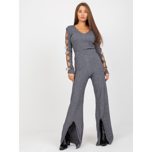 COCO ANGELO Tmavosivé zvonové nohavice s rozparkom -VI-SP-20271.97 37130084