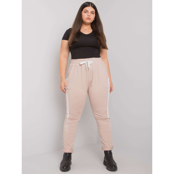 RELEVANCE Béžové tepláky Abelia s pruhom RV-DR-6876.82P-beige 57949082