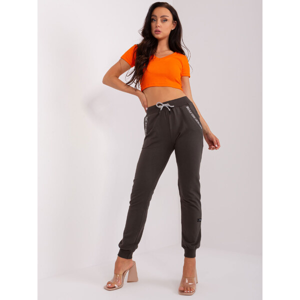 RELEVANCE Tmavé khaki tepláky s vreckami RV-DR-8545.02P-dark khaki 57952796