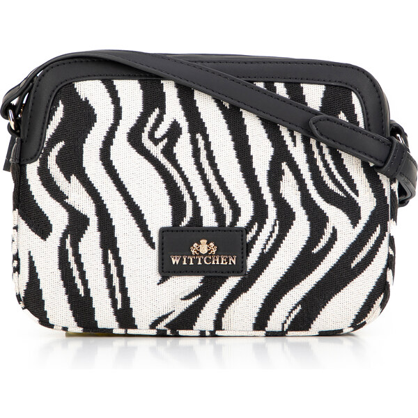 Wittchen Dámska crossbody z žakáru a ekokože bielo-čierna 66066560
