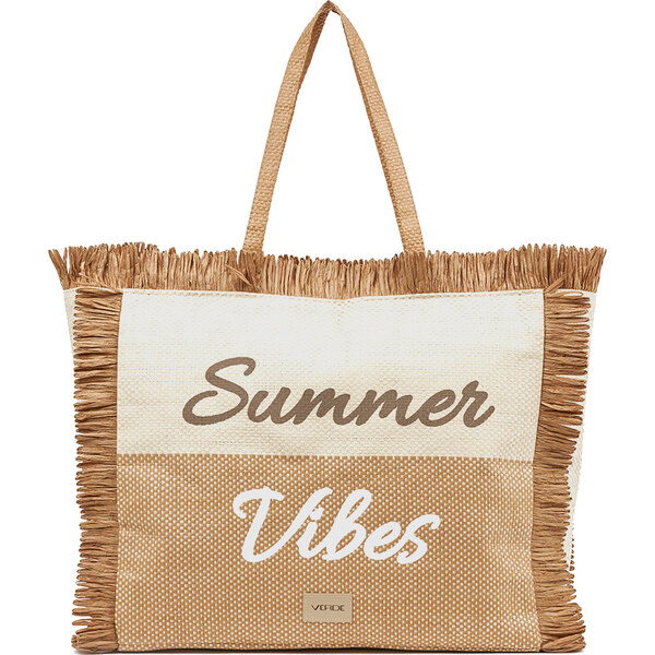 Verde Dámska plážová taška 14-0348 beige 66581916